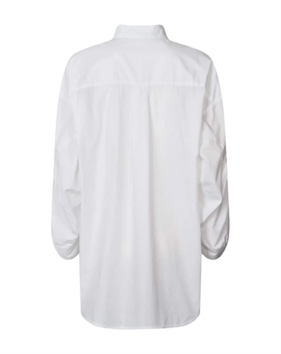 Rabens Saloner - Susan Poplin Twist Cuff Skjorte - White 